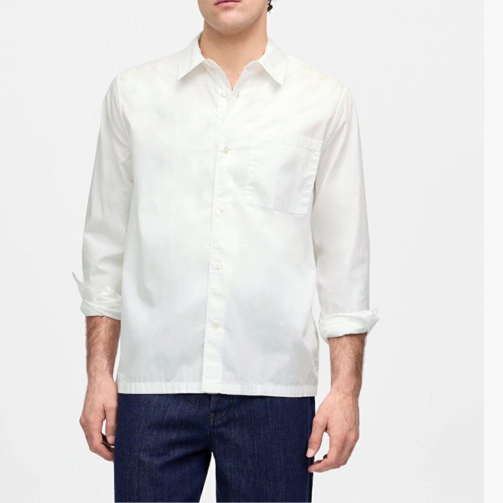 Madewell nu269 white Straight-Hem Cotton Button-Up Shirt size Medium NWT